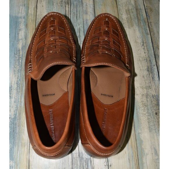 Johnston & Murphy Cresswell Men\'s Size 9 Weave Woven Brown Leather Loafers NICE main image 7